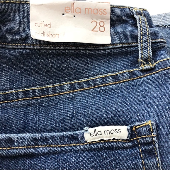 Ella Moss Beckett Cuffed Midi Exposed Button Fly Jean Shorts. Size 28 NEW - Picture 9 of 9